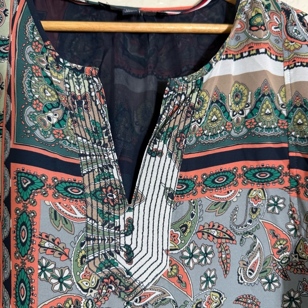 Tommy Hilfiger Patchwork Floral Paisley Print Tunic Blouse Size XL Preppy Boho - Picture 8 of 8